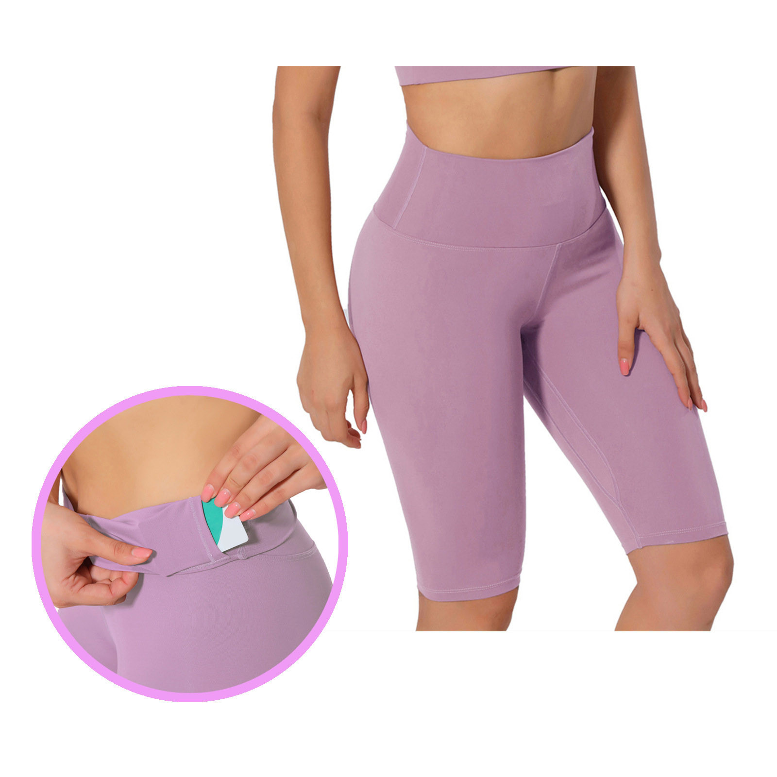 thumbnail image 4 of Leggings de cintura alta con cinco puntos para mujer: pantalones de fitness, running y yoga con bolsillos, 4 of 8